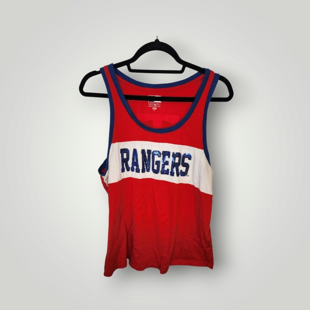 Texas Rangers sequin Red and Blue Rangers Tank Top size XL